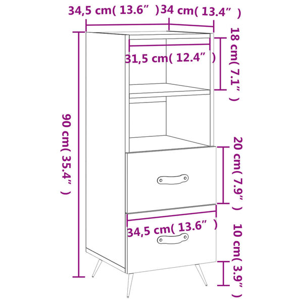 vidaXL Ντουλάπι Sonoma Δρυς 34,5x34x90 εκ. από Επεξεργασμένο Ξύλο
