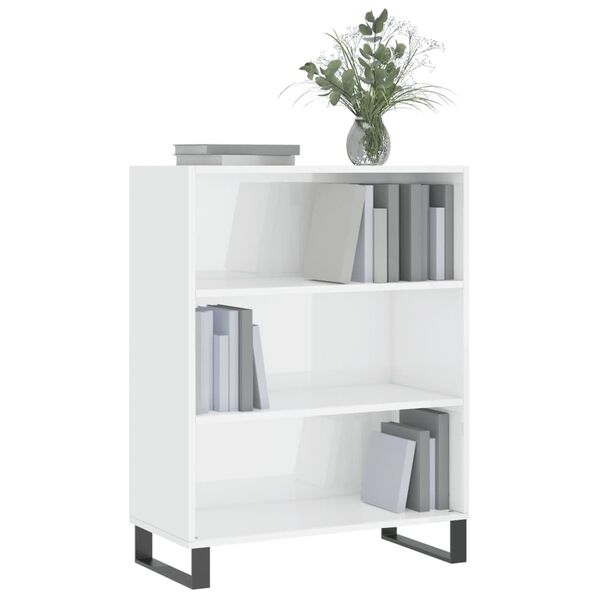vidaXL Ραφιέρα Γυαλιστερό Λευκό 69,5 x 32,5 x 90 εκ. από Επεξεργ. Ξύλο