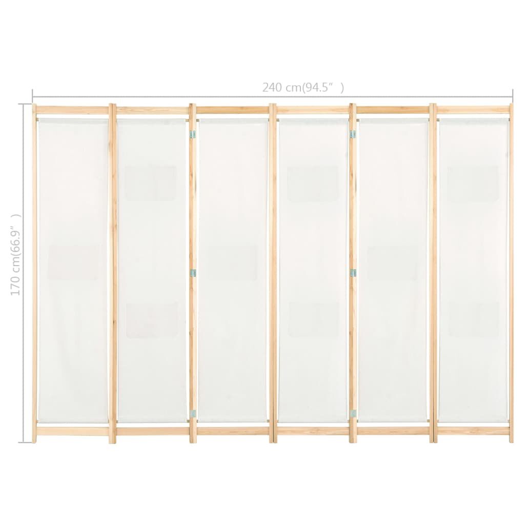 vidaXL Διαχωριστικό Δωματίου με 6 Πάνελ Κρεμ 240x170x4 εκ. Υφασμάτινο