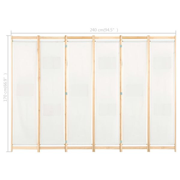 vidaXL Διαχωριστικό Δωματίου με 6 Πάνελ Κρεμ 240x170x4 εκ. Υφασμάτινο