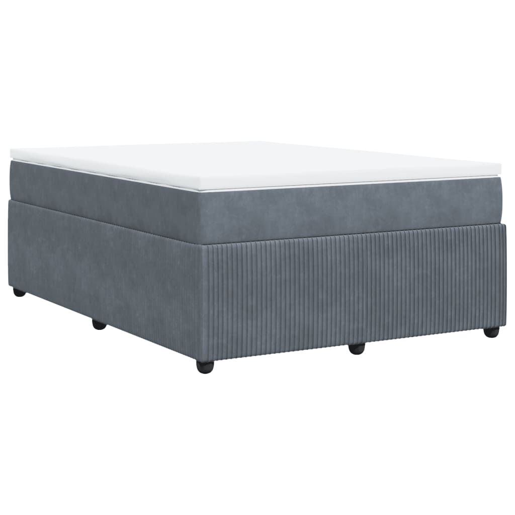 vidaXL Κρεβάτι Boxspring με Στρώμα Σκούρο Γκρι 160x200 εκ. Βελούδινο