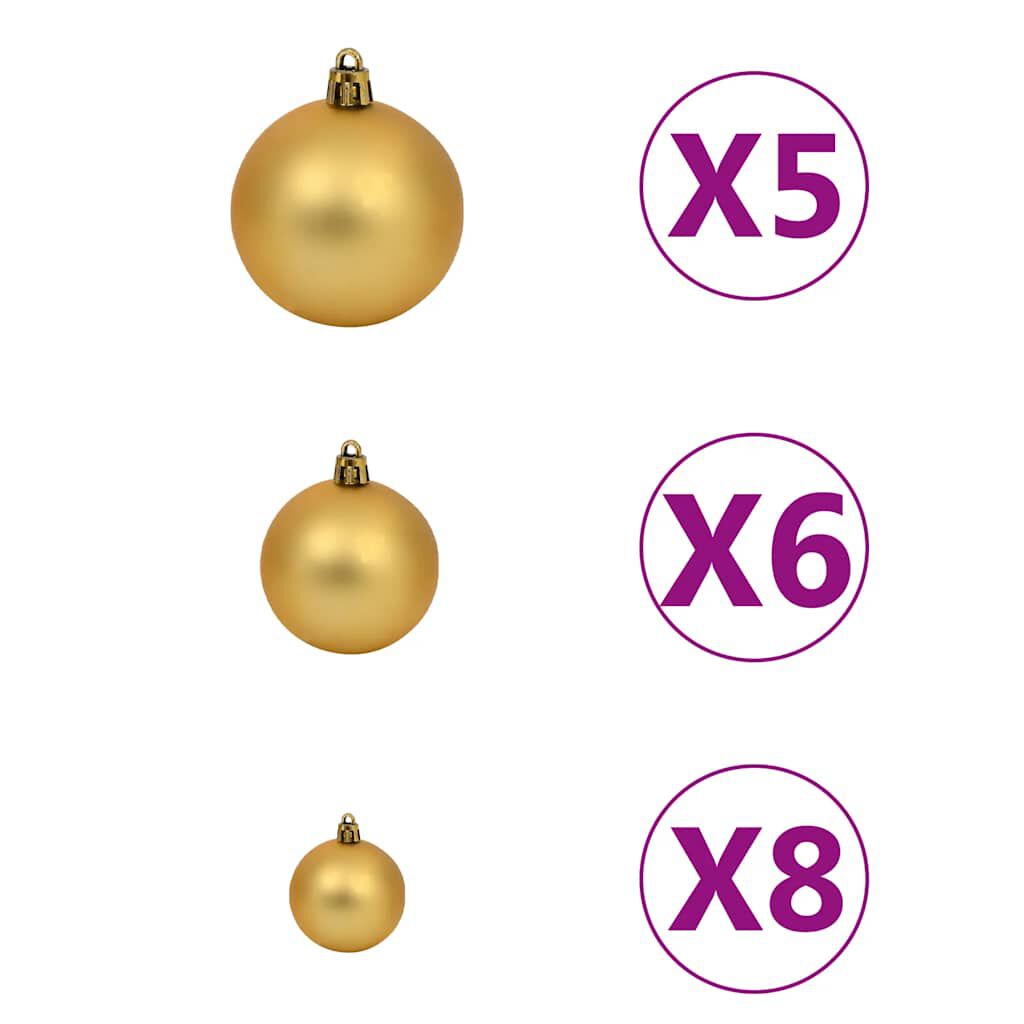vidaXL Χριστουγεν. Μπάλες Σετ 61 τεμ με Κορυφή & 150 LED Χρυσό/Μπρονζέ