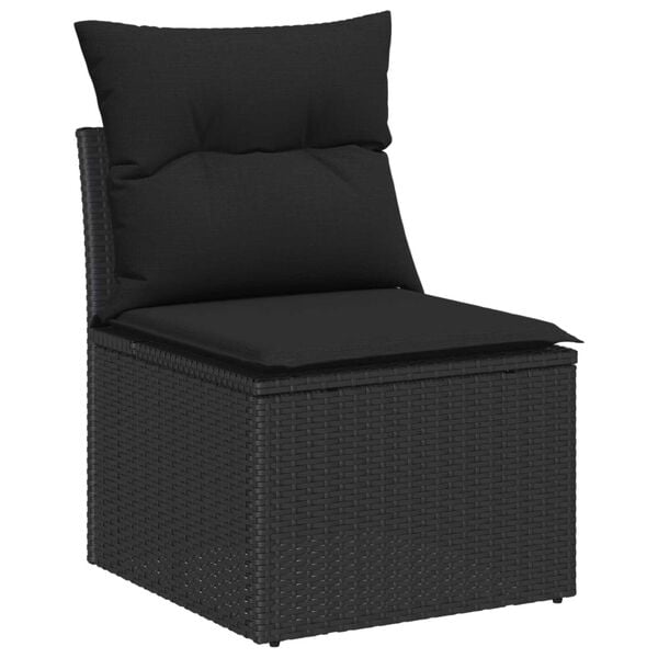 vidaXL Σετ Καναπέ Κήπου με μαξιλάρι 6 pcs Μαύρο Πολυ ράταν