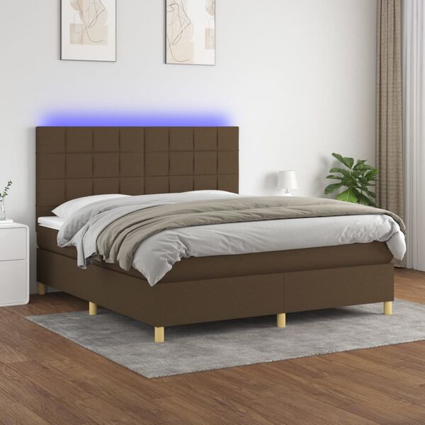 vidaXL &Kappa;&rho;&epsilon;&beta;ά&tau;&iota; Boxspring &mu;&epsilon; &Sigma;&tau;&rho;ώ&mu;&alpha; & LED &Sigma;&kappa;.&Kappa;&alpha;&phi;έ 160x200&epsilon;&kappa;. &Upsilon;&phi;&alpha;&sigma;&mu;ά&tau;&iota;&nu;&omicron;