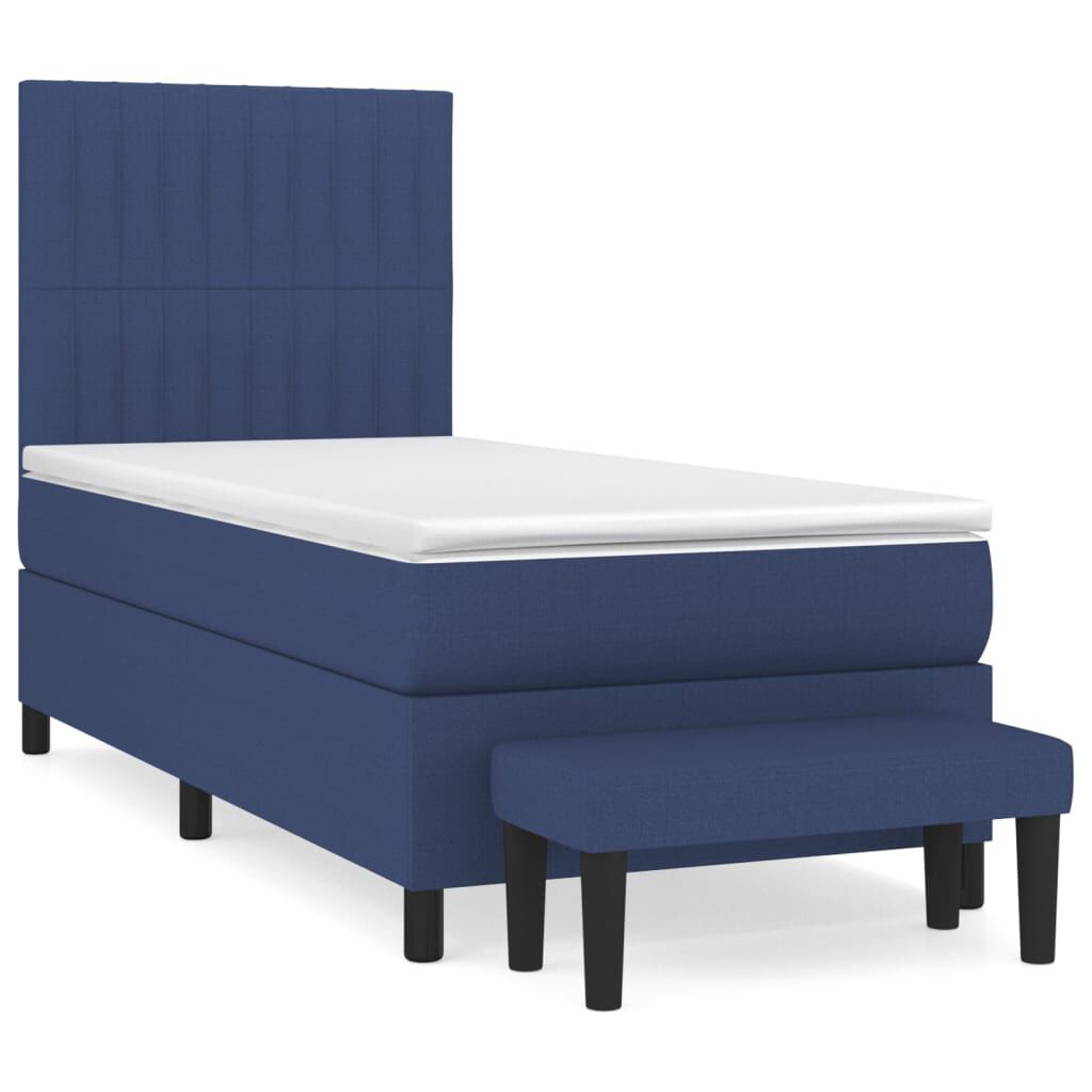 vidaXL Κρεβάτι Boxspring με Στρώμα Μπλε 100 x 200 εκ. Υφασμάτινο