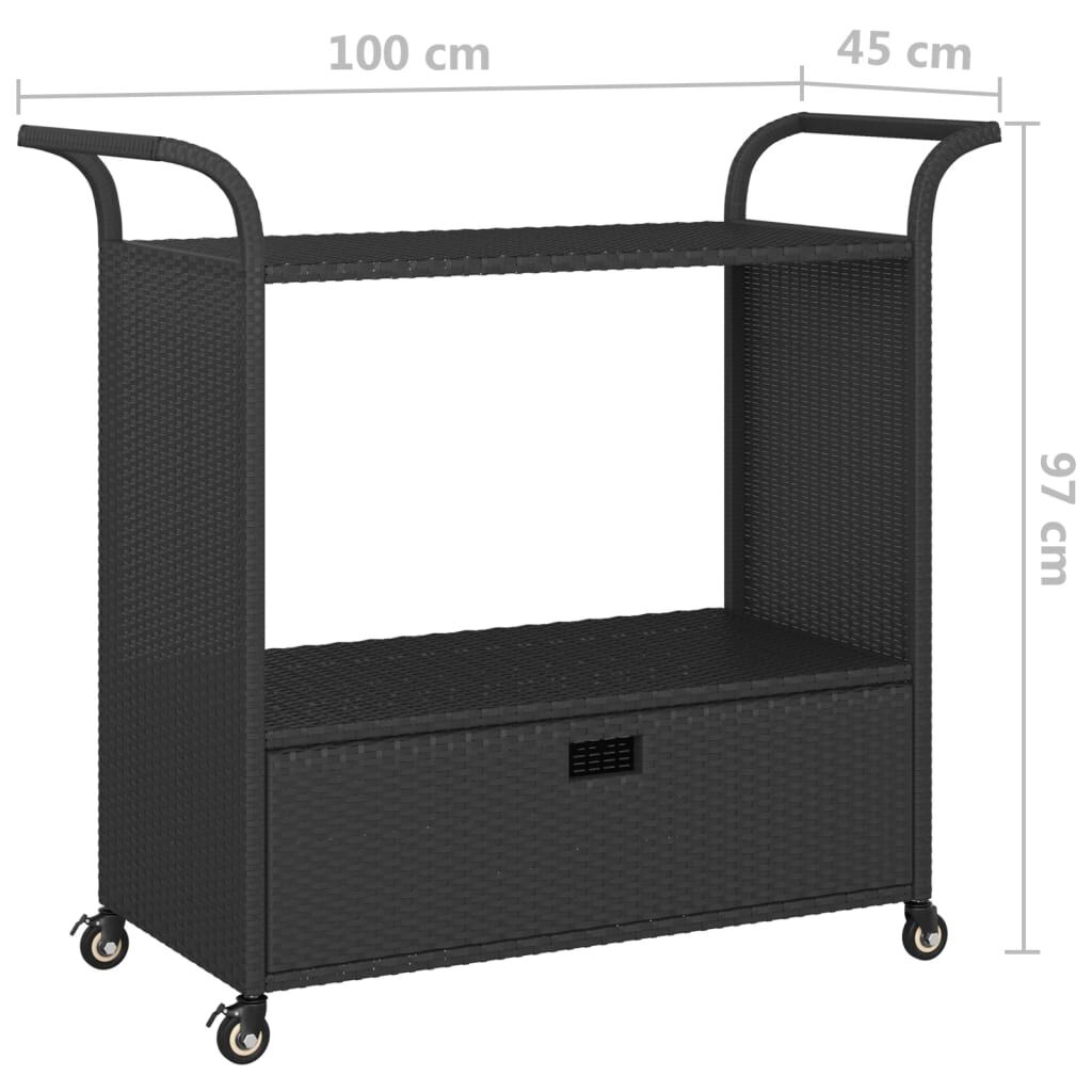 vidaXL Τρόλεϊ Μεταφοράς με Συρτάρι Μαύρο 100x45x97 εκ. Συνθετικό Ρατάν
