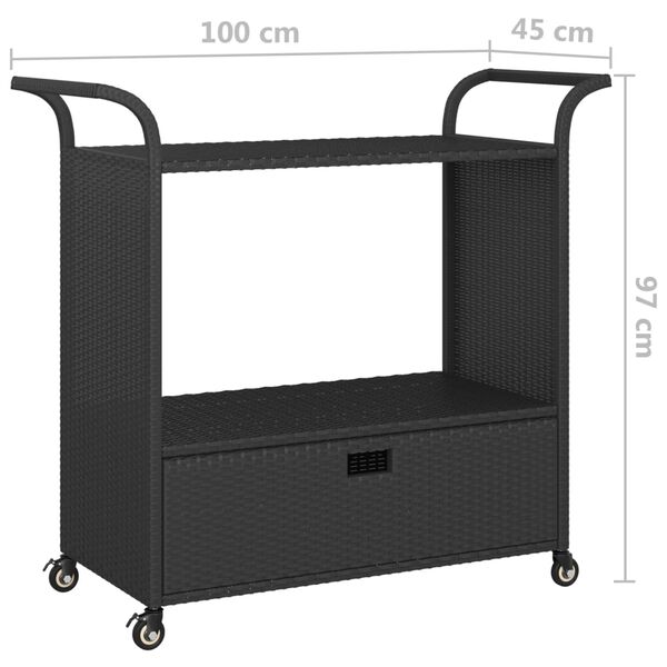 vidaXL Τρόλεϊ Μεταφοράς με Συρτάρι Μαύρο 100x45x97 εκ. Συνθετικό Ρατάν
