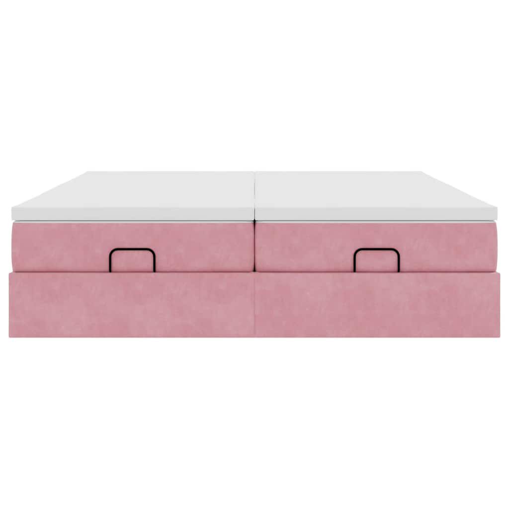 vidaXL Οθωμανικό κρεβάτι με στρώματα ροζ 180x200cm Velvet