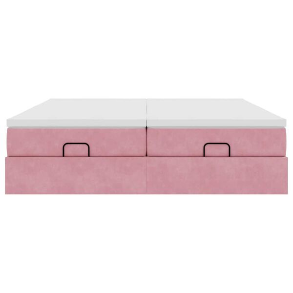 vidaXL Οθωμανικό κρεβάτι με στρώματα ροζ 180x200cm Velvet