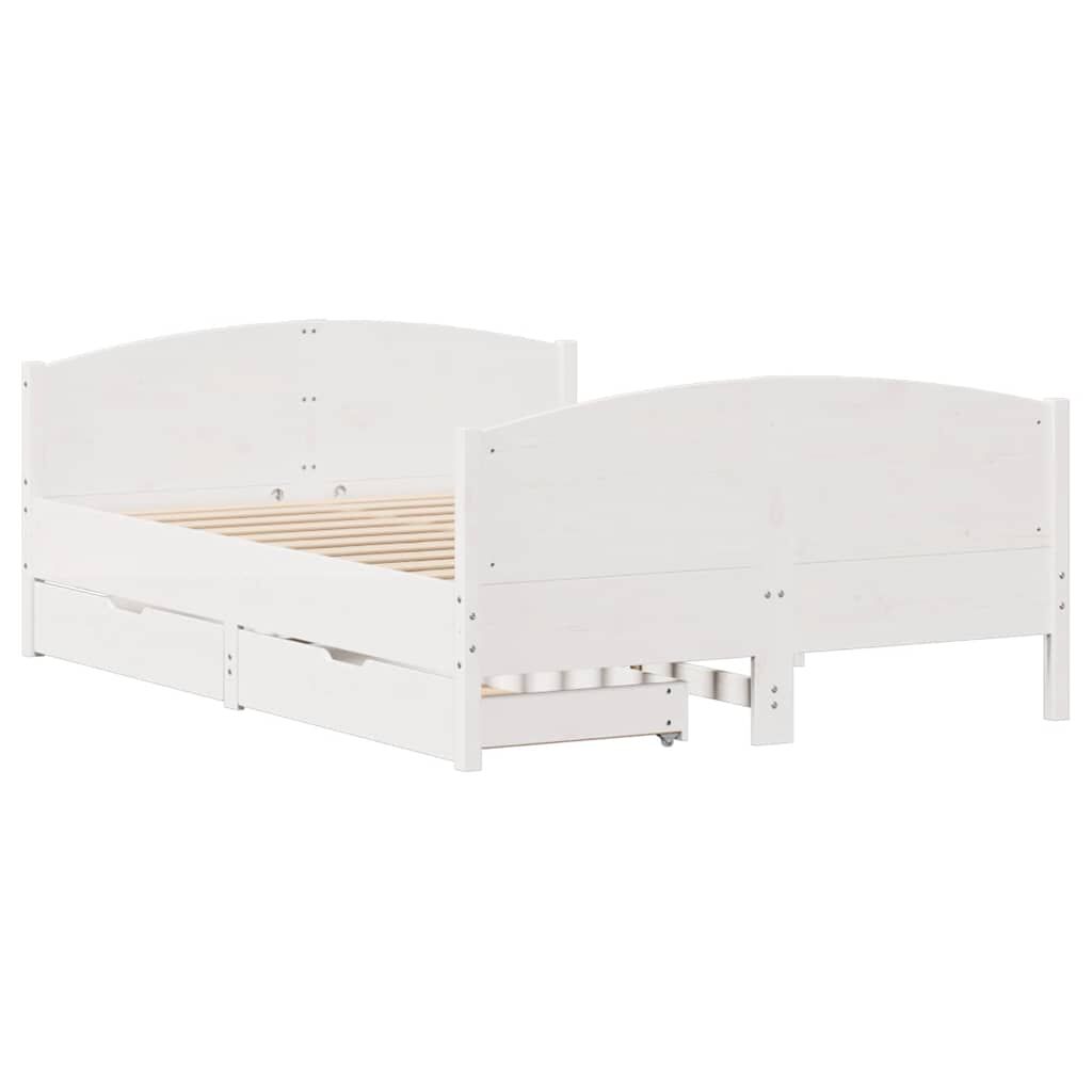 vidaXL Σκελετός Κρεβ. Χωρίς Στρώμα Λευκό 140x190 εκ Μασίφ Πεύκο