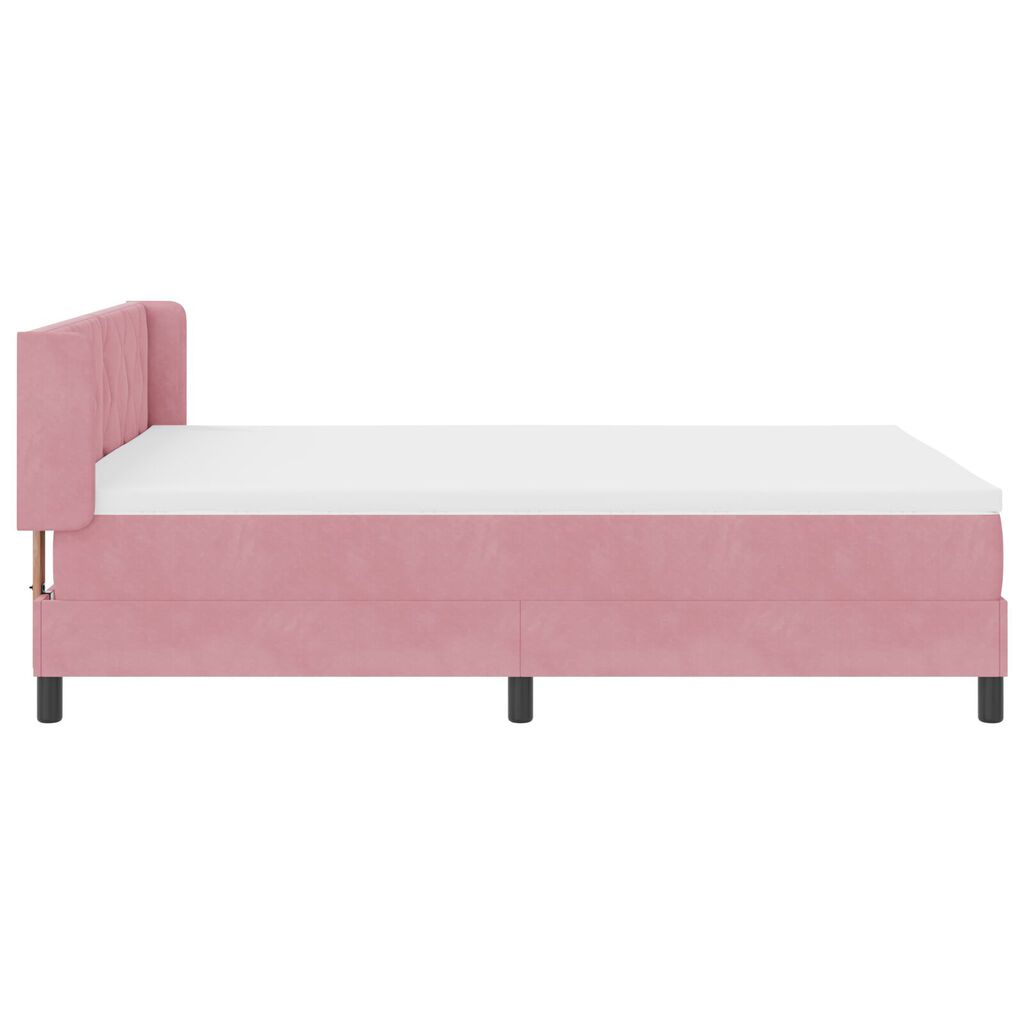 κρεβάτι Box Spring με στρώμα vidaXL Ροζ 160x200 εκ. βελούδο