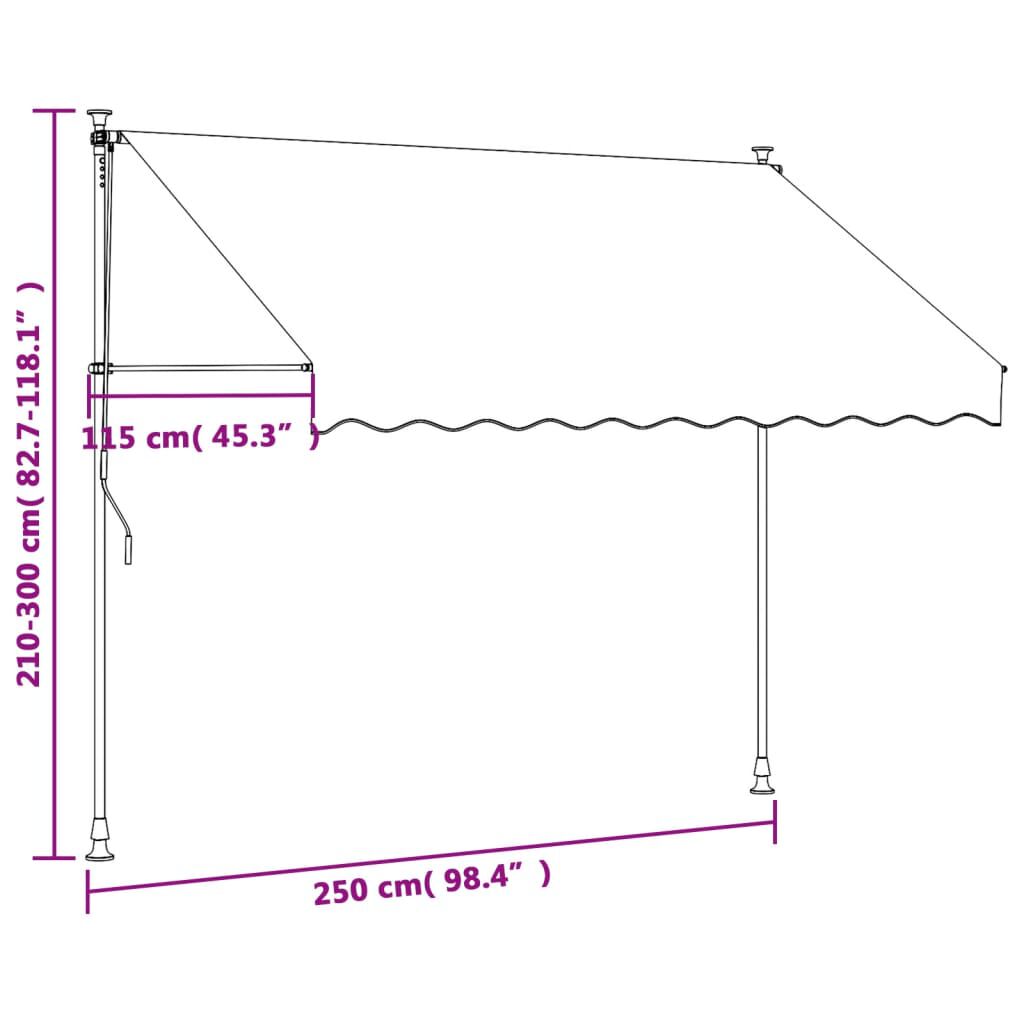 vidaXL Τέντα Συρόμενη Ανθρακί 250 x 150 εκ. από Ύφασμα και Ατσάλι