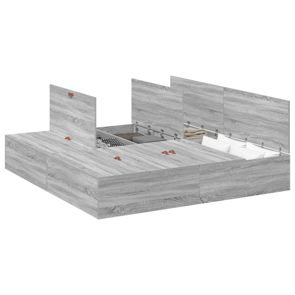 vidaXL Κρεβάτι αποθήκευσης γκρι Sonoma 180x200 εκ.