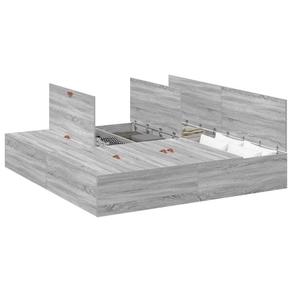 vidaXL Κρεβάτι αποθήκευσης γκρι Sonoma 180x200 εκ.