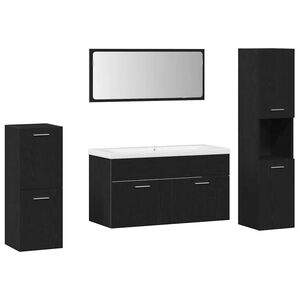 vidaXL Σετ Επίπλων Μπάνιου Επιτοίχιο 5 pcs Μαύρη Οξυά 30 x 30 x 130 εκ