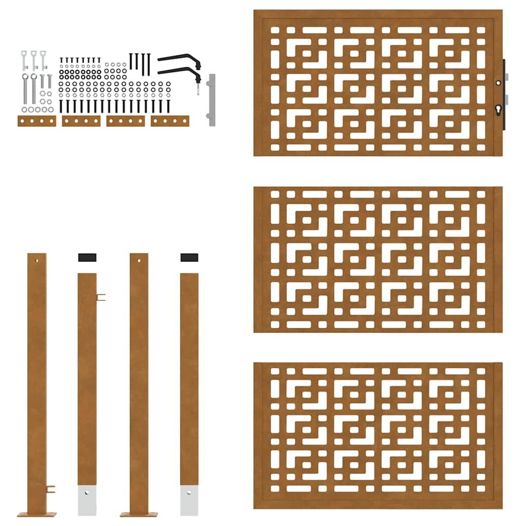 vidaXL Πύλη κήπου 105x155 cm Σταυρός σχεδιασμού από διαβρωμένο χάλυβα
