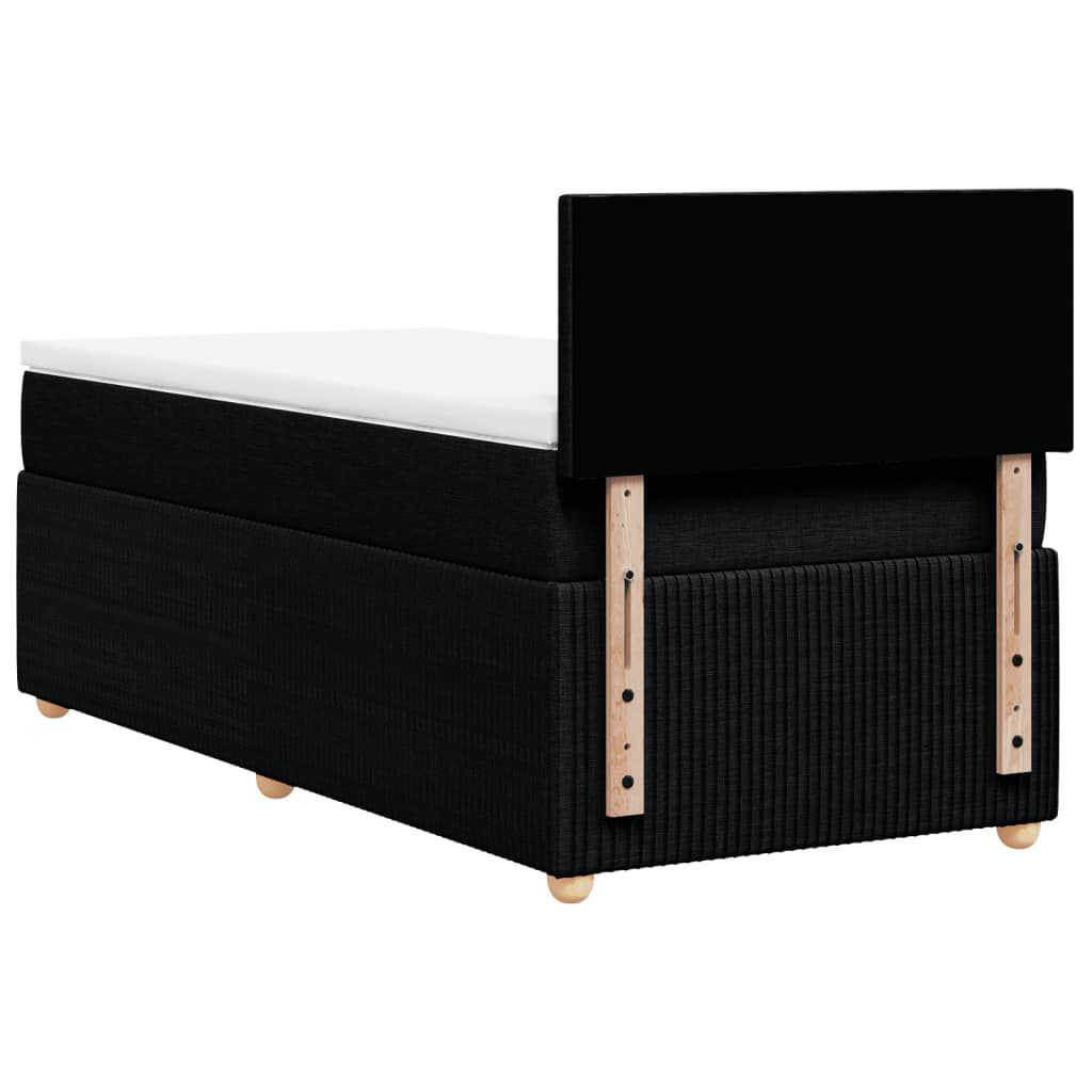 vidaXL Κρεβάτι Boxspring με Στρώμα Μαύρο 90x200 εκ. Υφασμάτινο