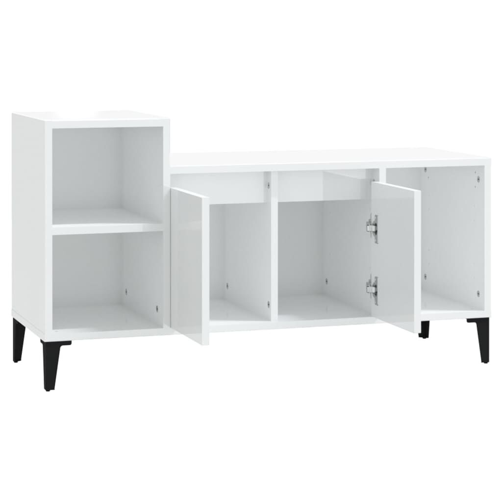 vidaXL Έπιπλο Τηλεόρασης Γυαλ. Λευκό 100x35x55 εκ. Επεξεργασμένο Ξύλο