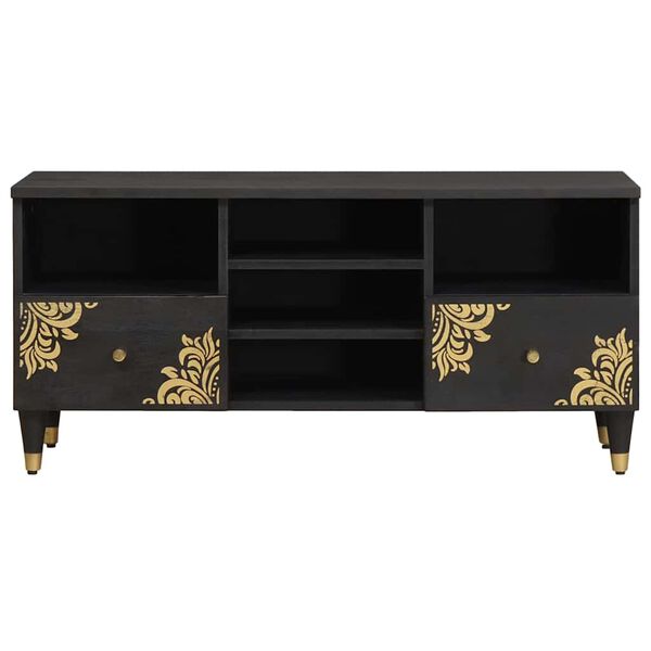 vidaXL Ντουλάπι TV με ράφι Μαύρο 100 x 33 x 46 εκ Στερεό ξύλο μάνγκο