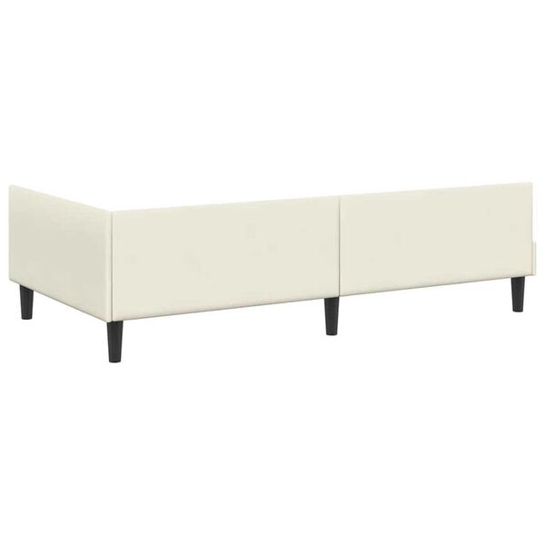 vidaXL Πλαϊνό Κρεβάτι Κρεμ 90 x 190 cm Βελούδο και Στιβαρή ξυλεία