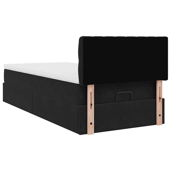 vidaXL Οθωμανικό κρεβάτι με στρώμα Μαύρο 90x200cm Velvet