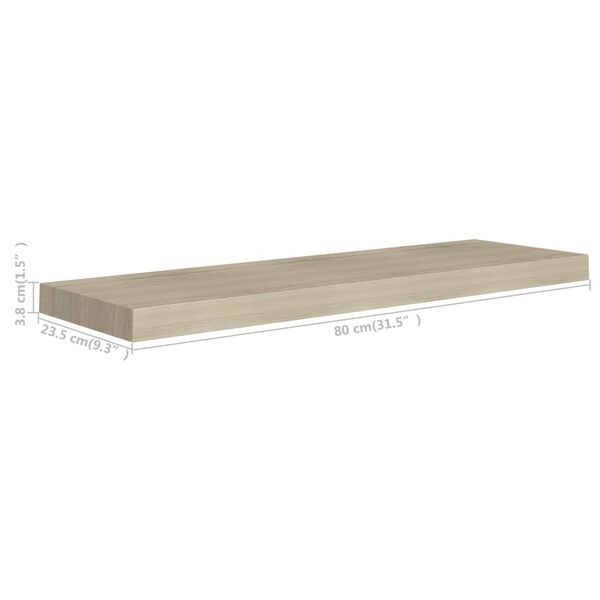 vidaXL Ράφια Τοίχου 2 τεμ. Χρώμα Δρυός 80x23,5x3,8 εκ. MDF