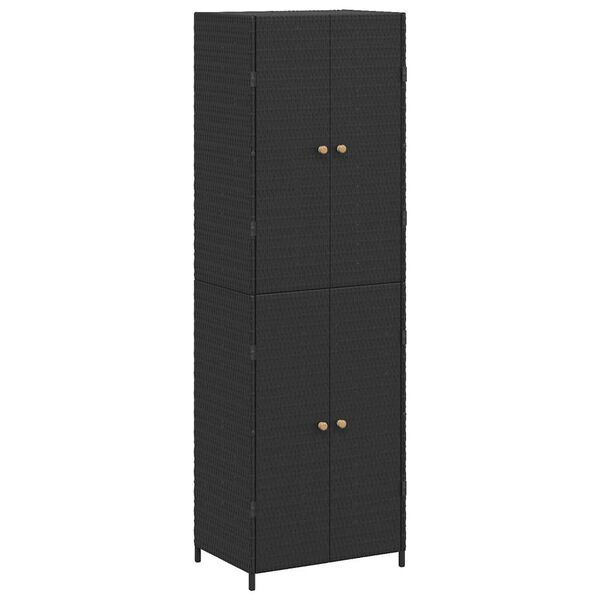 vidaXL Ντουλάπι Αποθήκευσης Κήπου Μαύρο 59x40x180 εκ. από Συνθ. Ρατάν