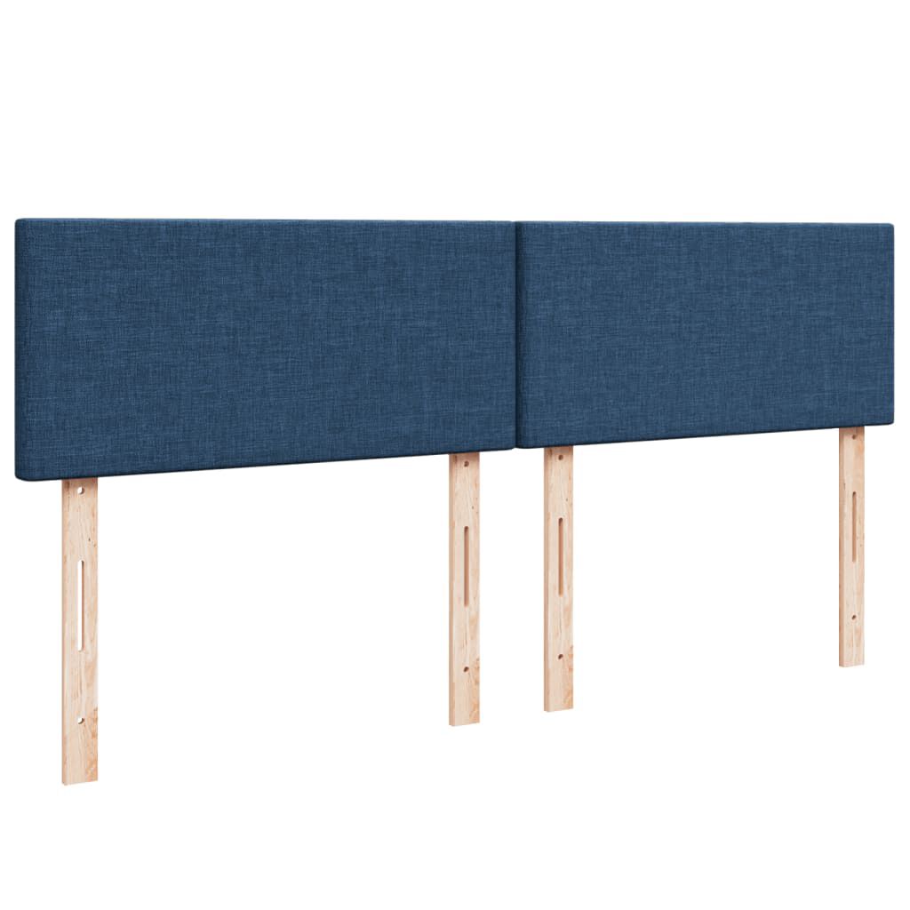 vidaXL Κρεβάτι Boxspring με Στρώμα Μπλε 200x200 εκ. Υφασμάτινο