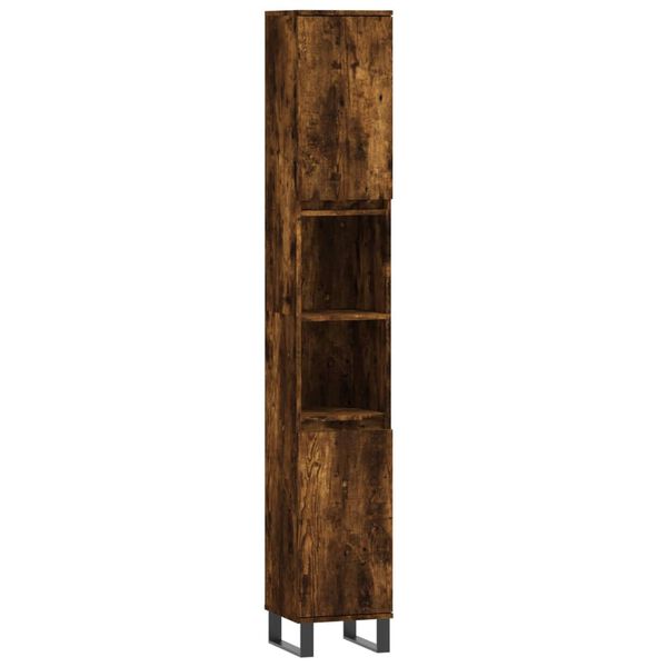 vidaXL Ντουλάπι Μπάνιου Καπνιστή Δρυς 30x30x190 εκ. Επεξεργασμένο Ξύλο