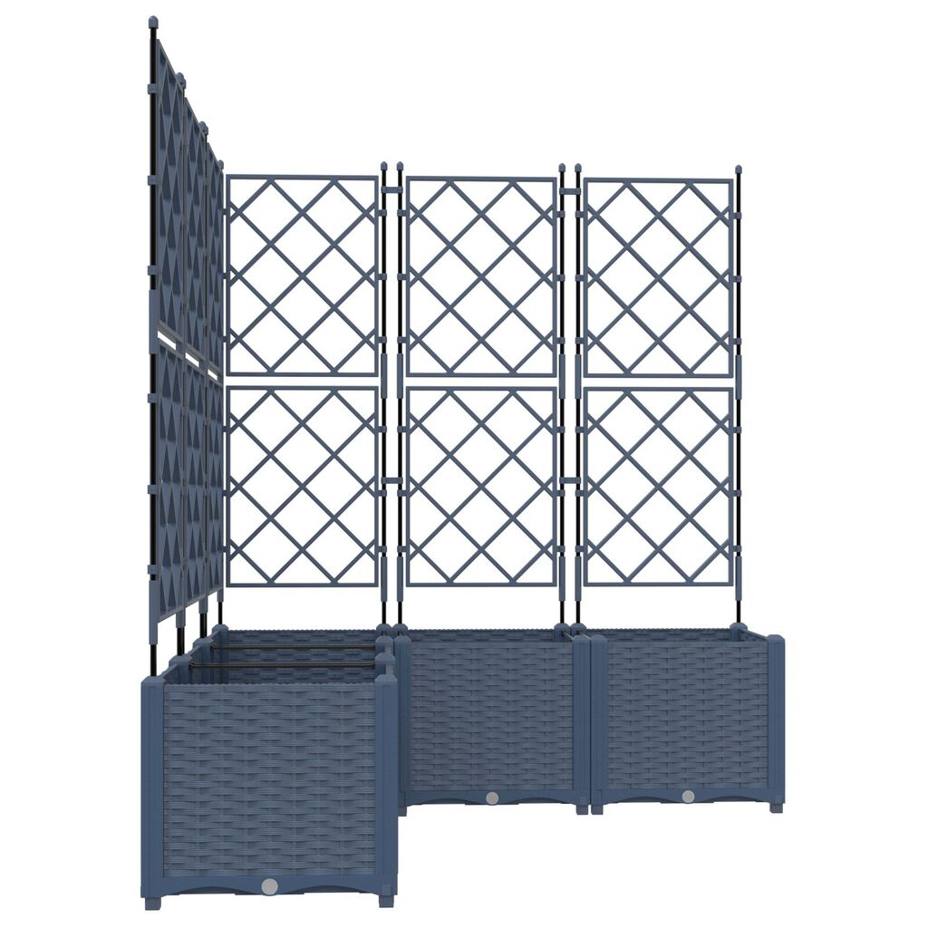 vidaXL Γλάστρα Κήπου με Τρέλλις 5 τμχ Γκρι 120x120x143 εκ