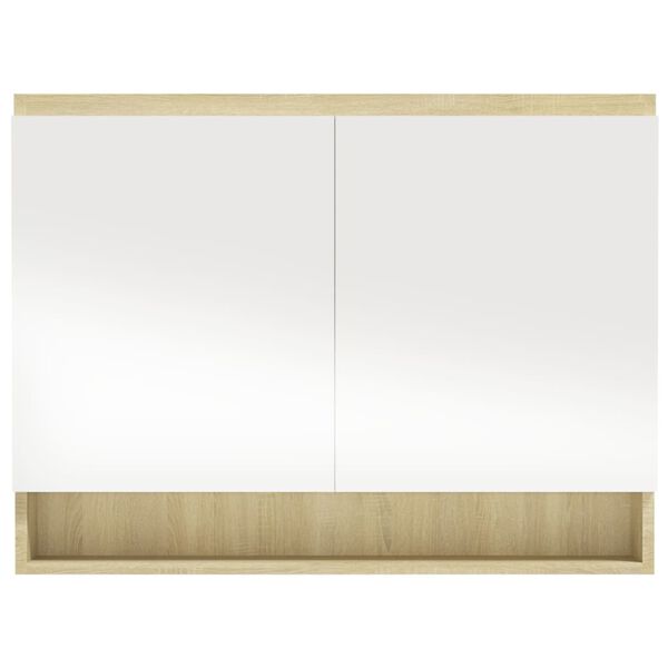 vidaXL Ντουλάπι Μπάνιου με Καθρέφτη 80x15x60 εκ. Λευκό/Δρυς από MDF