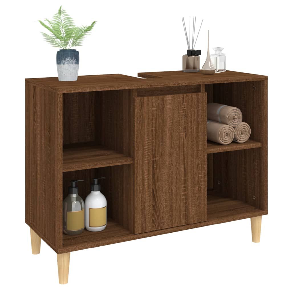 vidaXL Ντουλάπι Νιπτήρα Καφέ Δρυς 80 x 33 x 60 εκ. Επεξεργασμένο Ξύλο