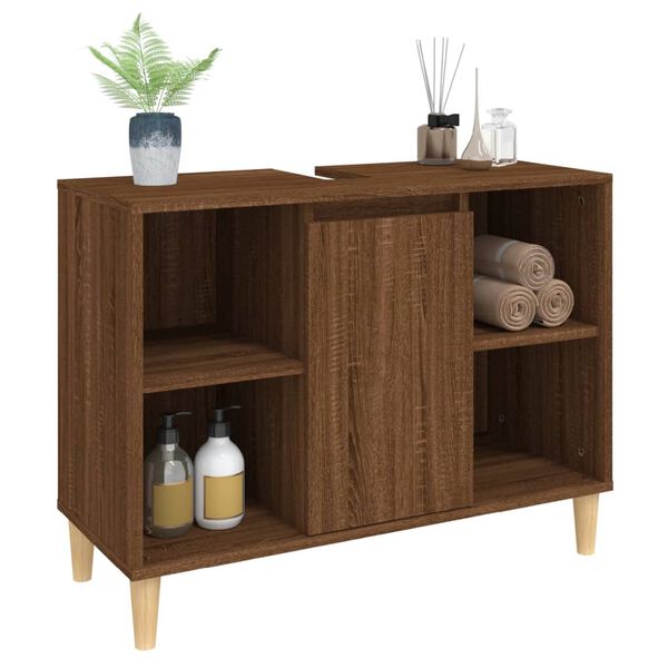 vidaXL Ντουλάπι Νιπτήρα Καφέ Δρυς 80 x 33 x 60 εκ. Επεξεργασμένο Ξύλο
