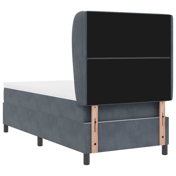 vidaXL Κρεβάτι Box Spring με Στρώμα Σκοτεινό Γκρι 90x190 εκ Βελούδο