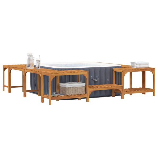 vidaXL Τετράγωνη Στεγασμένη Εξωτερική Θερμή Μπανιέρα Καφέ 250 x 250 cm