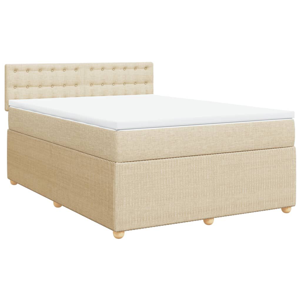 vidaXL Κρεβάτι Boxspring με Στρώμα Κρεμ 140x200 εκ. Υφασμάτινο