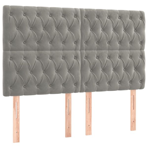vidaXL Κρεβάτι Boxspring με Στρώμα Ανοιχτό Γκρι 140x200 εκ. Βελούδινο
