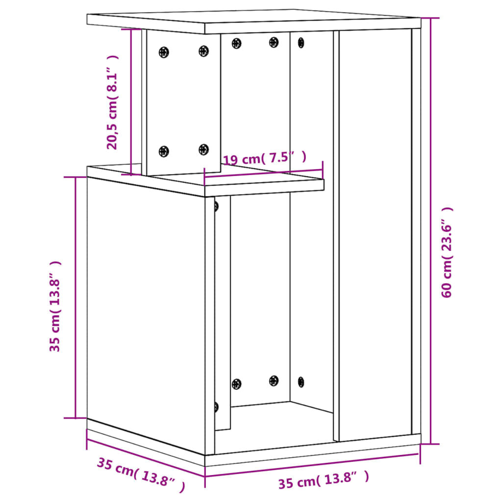 vidaXL Βοηθητικό Τραπέζι Καπνιστή Δρυς 35x35x60 εκ. Επεξεργασμένο Ξύλο