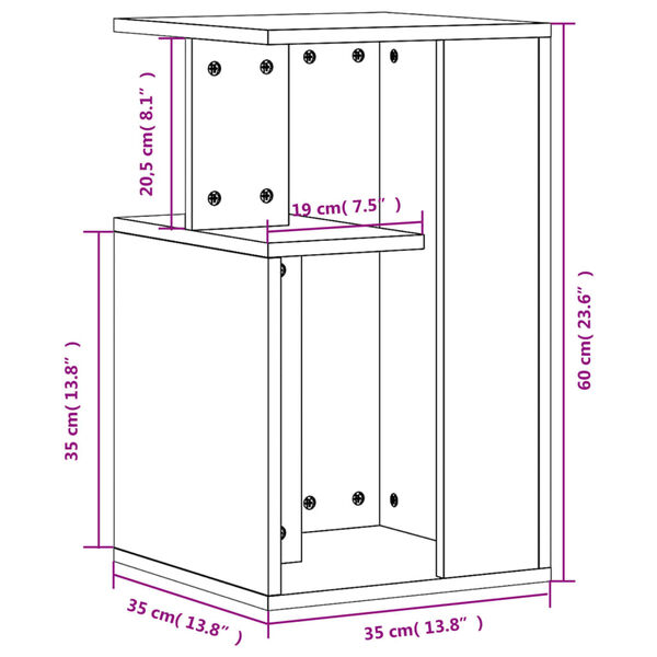vidaXL Βοηθητικό Τραπέζι Καπνιστή Δρυς 35x35x60 εκ. Επεξεργασμένο Ξύλο