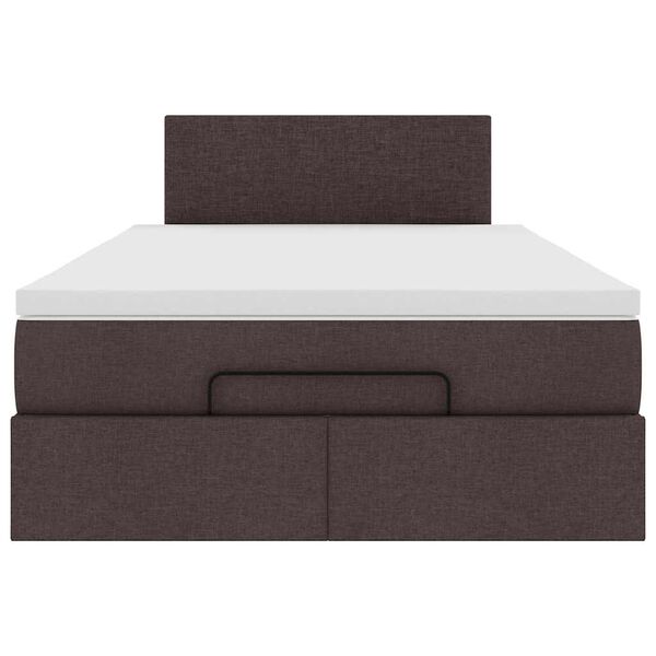 vidaXL Ottoman Κρεβάτι με Στρώμα Σκούρο Καφέ 120x200cm Ύφασμα