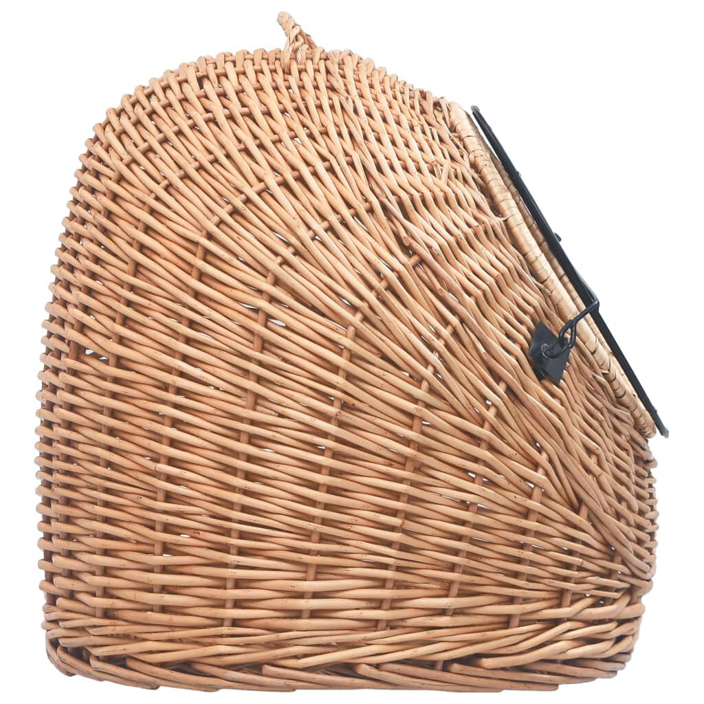 vidaXL Καλάθι Μεταφοράς Γάτας 45 x 35 x 35 εκ. από Φυσικό Ξύλο Ιτιάς