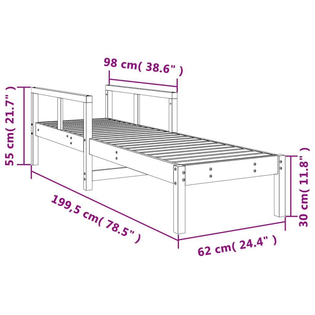 vidaXL Ξαπλώστρα 199,5 x 62 x 55 εκ. από Μασίφ Ξύλο Πεύκου