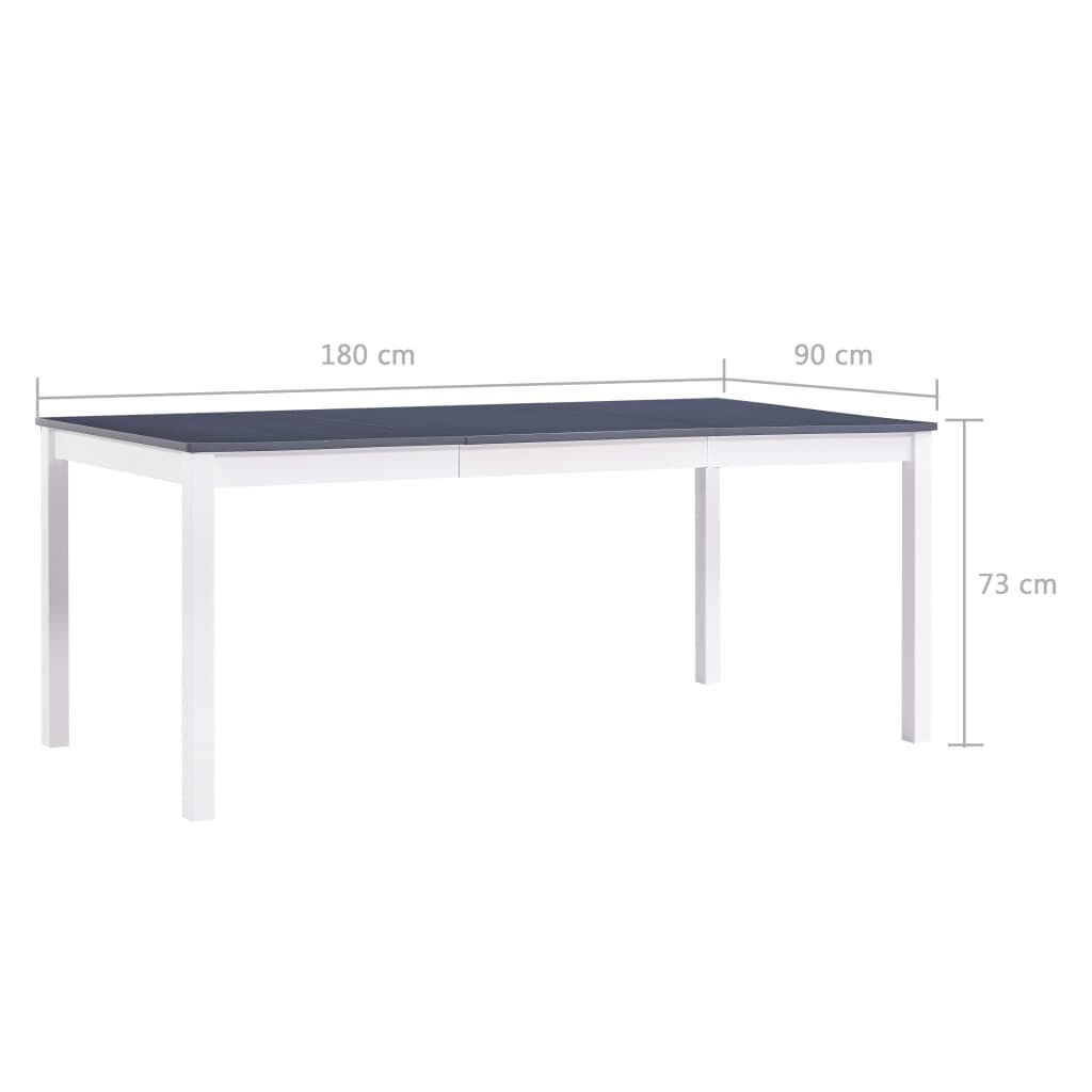 vidaXL Τραπεζαρία Λευκή / Γκρι 180 x 90 x 73 εκ. από Ξύλο Πεύκου