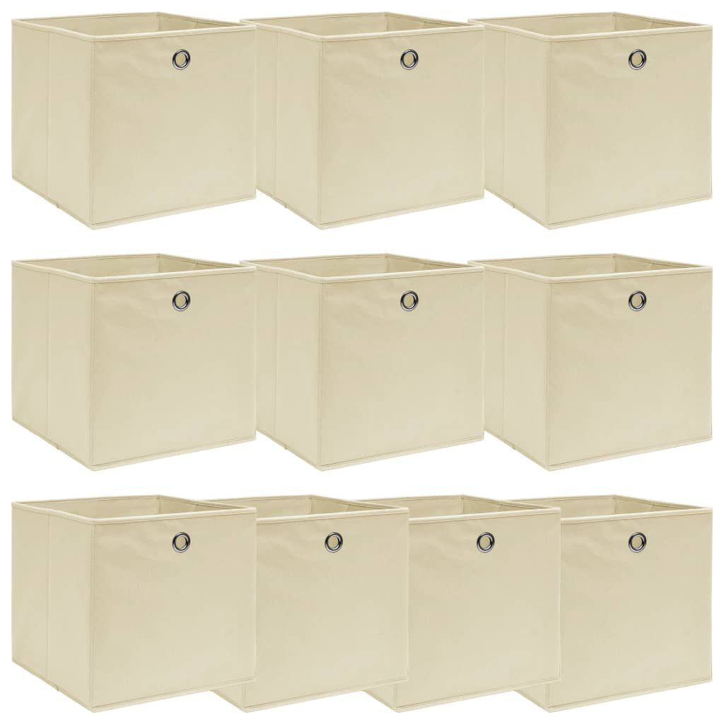 vidaXL Κουτιά Αποθήκευσης 10 τεμ. Κρεμ 32 x 32 x 32 εκ. Υφασμάτινα