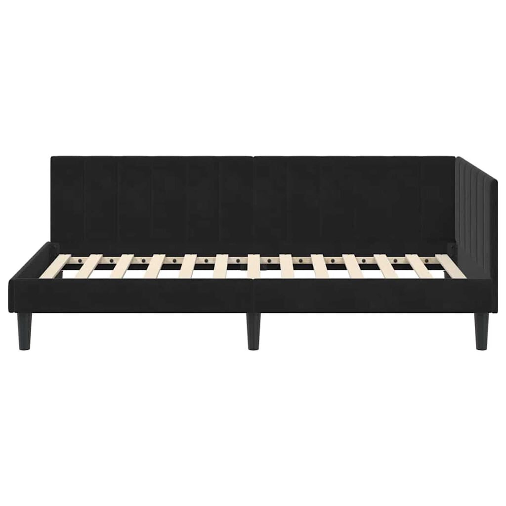 vidaXL Κρεβάτι Γωνίας με κεφαλάρι Μαύρο 100 x 200 cm Βελούδο