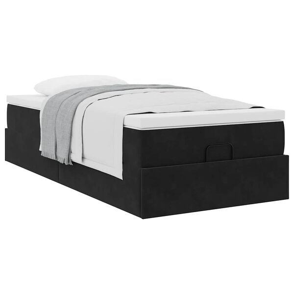 vidaXL Οθωμανικό κρεβάτι με στρώμα Μαύρο 90x190cm Velvet