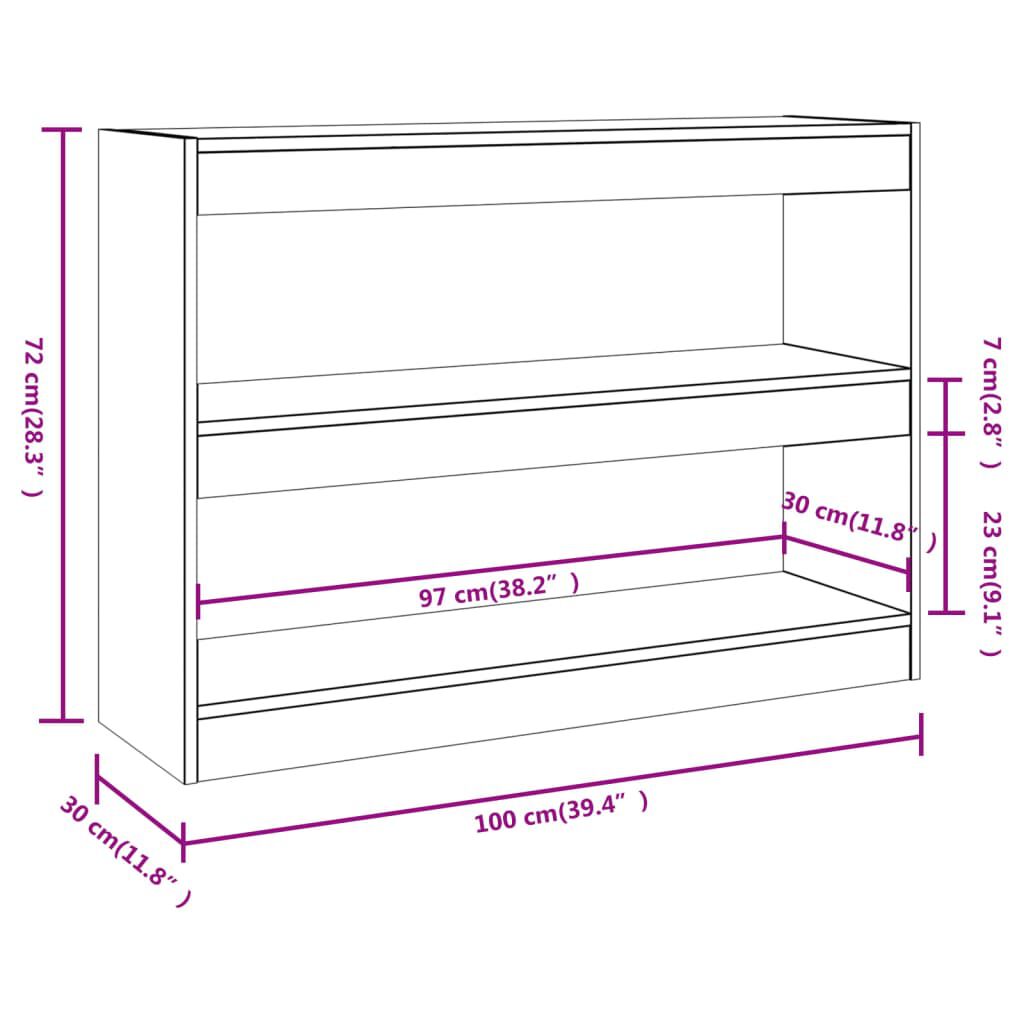 vidaXL Βιβλιοθήκη/Διαχωριστικό Χώρου Sonoma Δρυς 100 x 30 x 72 εκ.