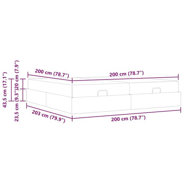 vidaXL Σκελετός Κρεβατιού Άλλο Σκούρο γκρι 200 x 200 cm ύφασμα