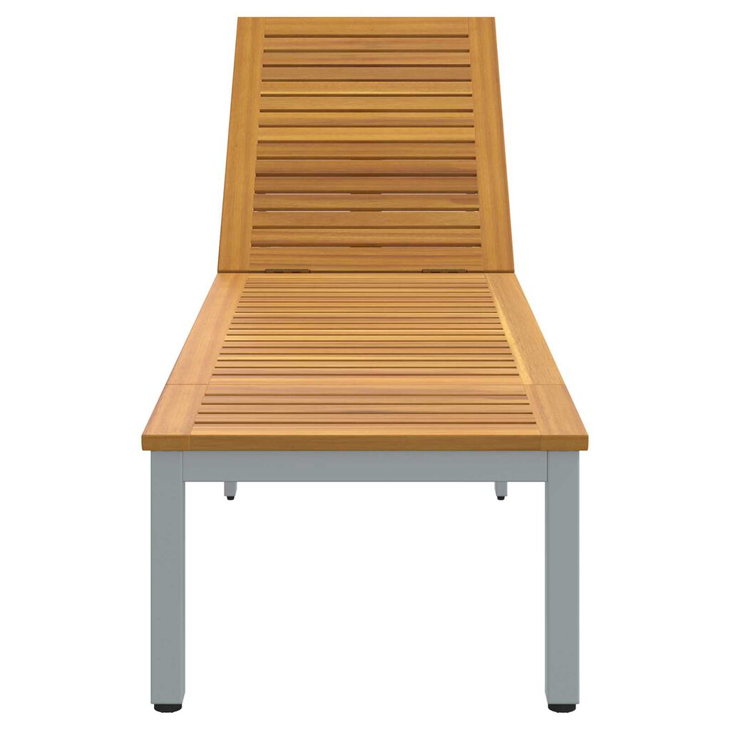 vidaXL Ξαπλώστρα 1-πρόσωπο Γκρι 200 x 55 x 35 εκ. Μασίφ ξύλο ακακίας
