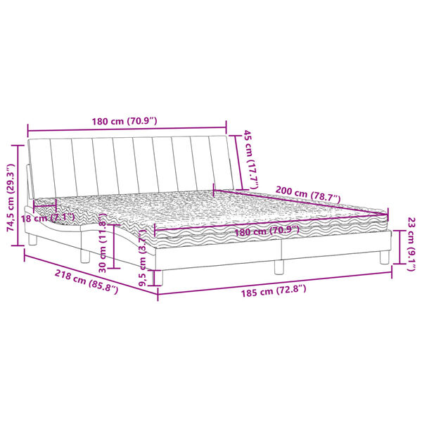 vidaXL Κρεβάτι με Στρώμα Ροζ 180x200 εκ. Βελούδινο